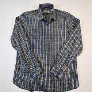 Brandolini‎ Mens Dress Shirt L Large Multicolor Striped Long Sleeve Classic Fit